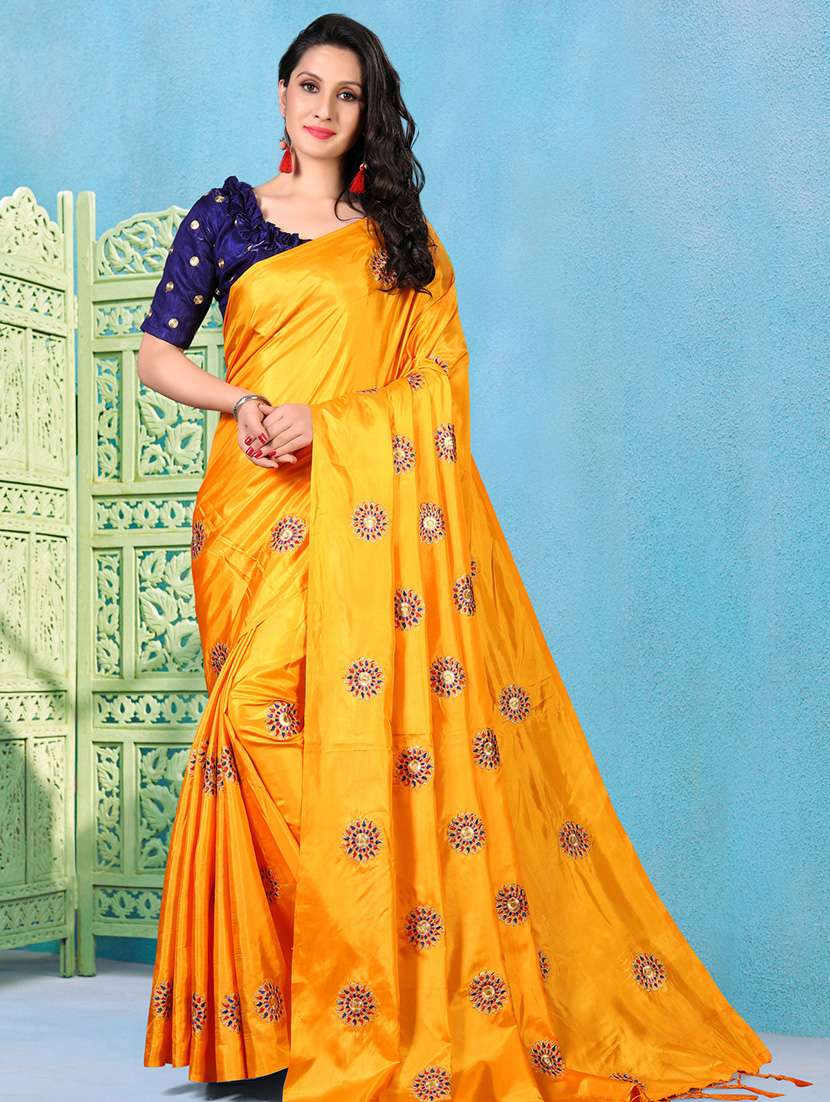 floral embroidered saree with blouse