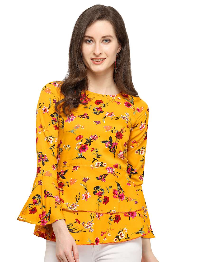 bell sleeved floral layered top