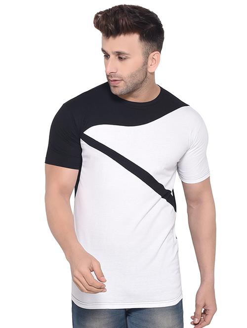 white color block t-shirt - 16341779 -  Standard Image - 0