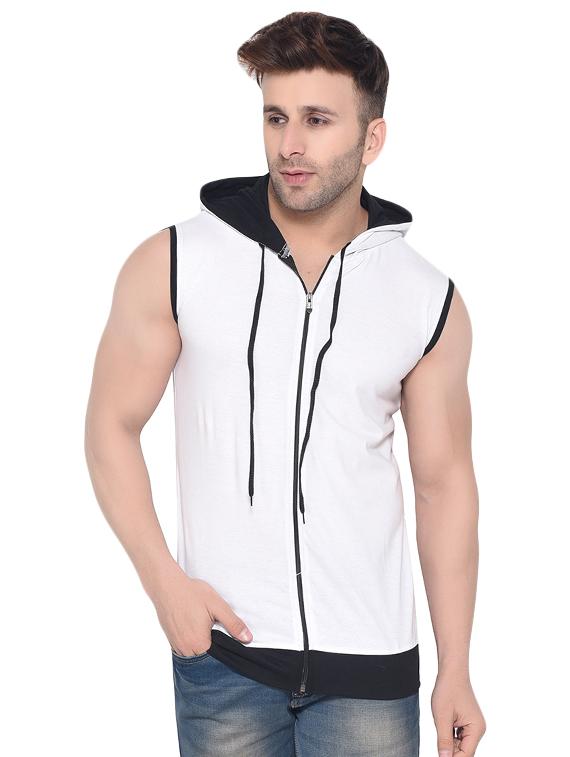 men solid sleeveless hooded t-shirt - 16341798 - Zoom Image - 0