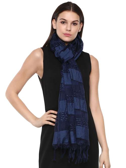navy blue viscose stole - 16341845 - Standard Image - 0