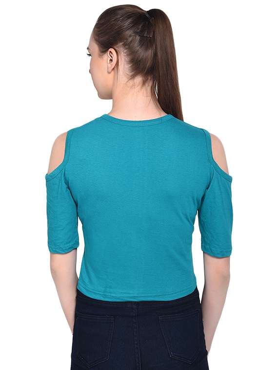cold shoulder solid crop tee - 16341864 -  Standard Image - 2