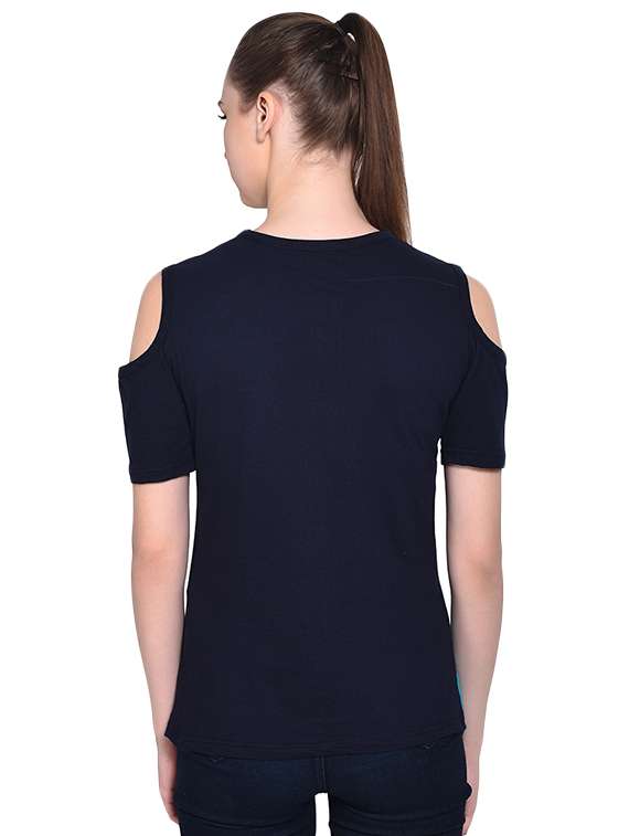 cold shoulder color block tee - 16341865 -  Standard Image - 2