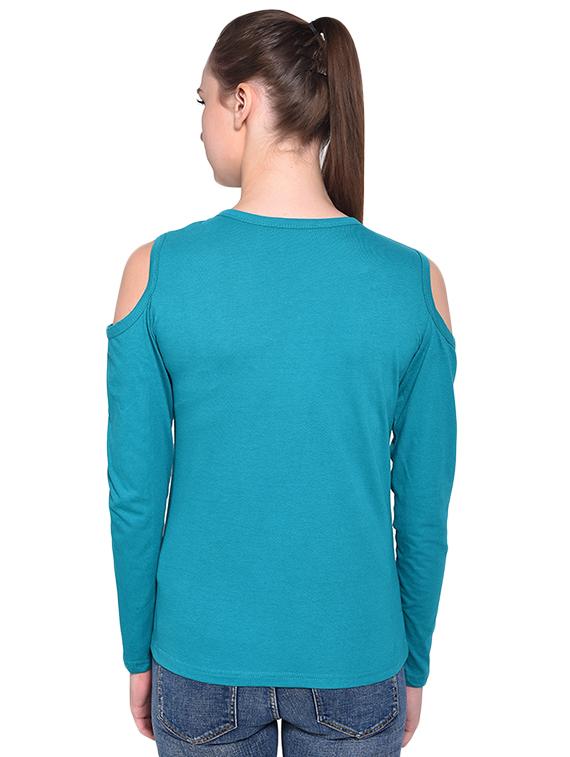 cold shoulder solid tee - 16341868 - Standard Image - 2