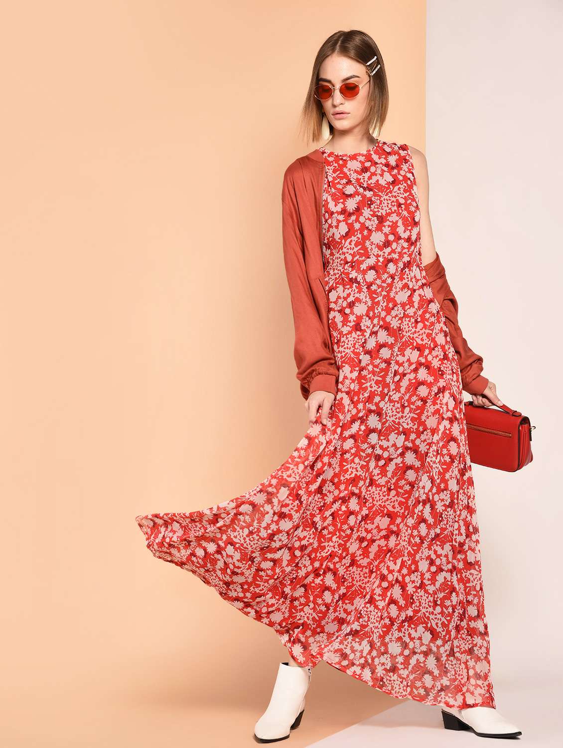 tie back floral maxi dress