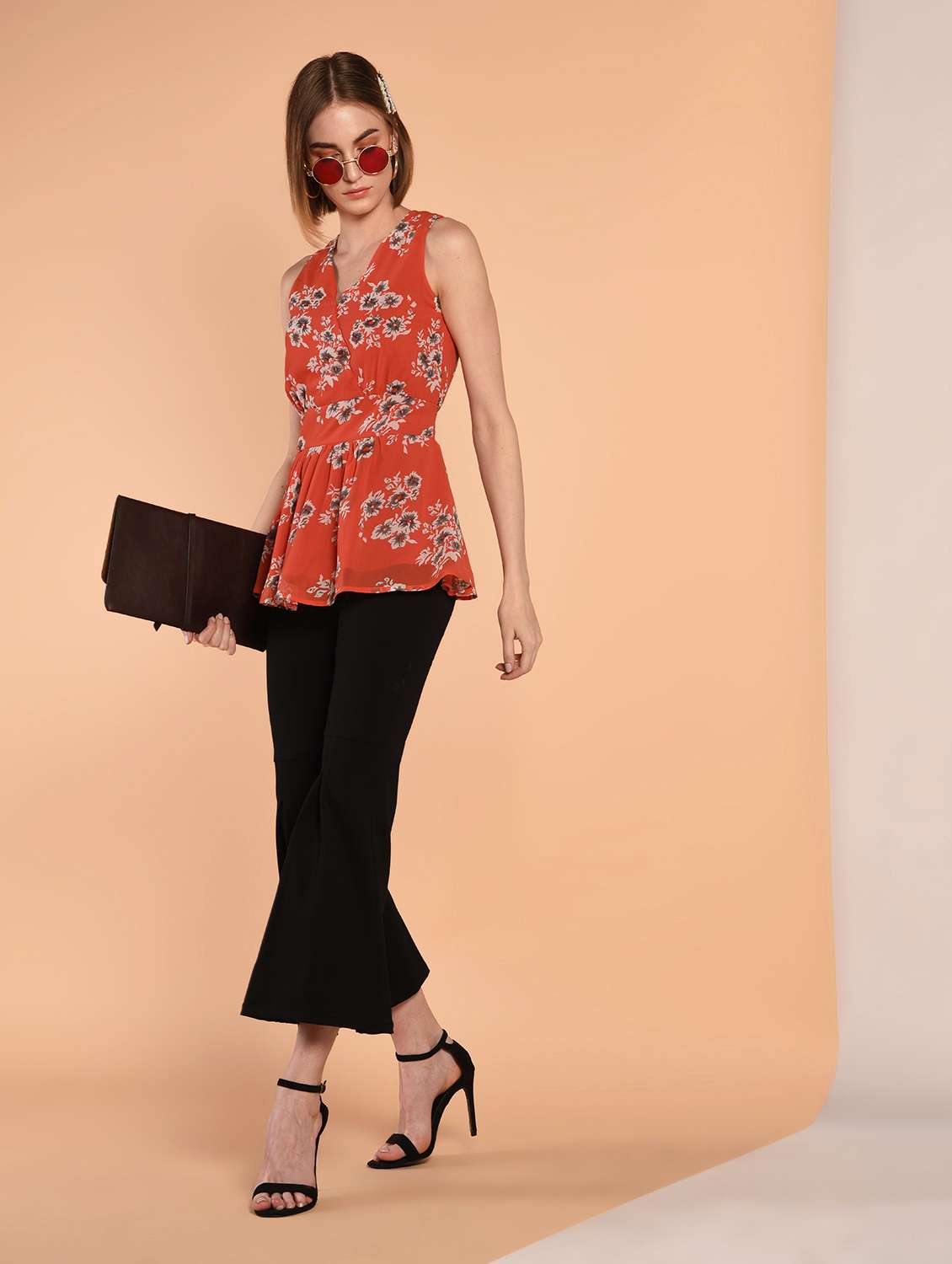 smocked back floral top