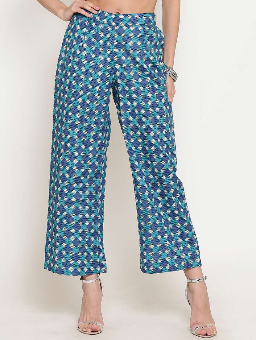 checkered printed cullottes palazzo