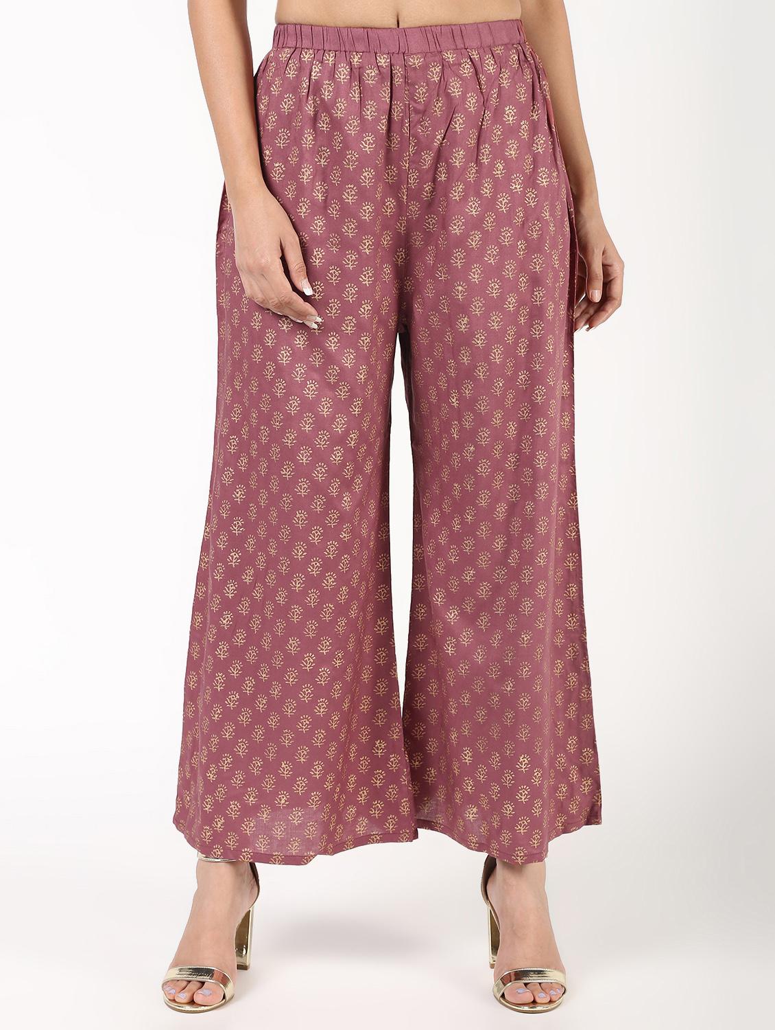 foil printed flared palazzo - 16343590 - Zoom Image - 0