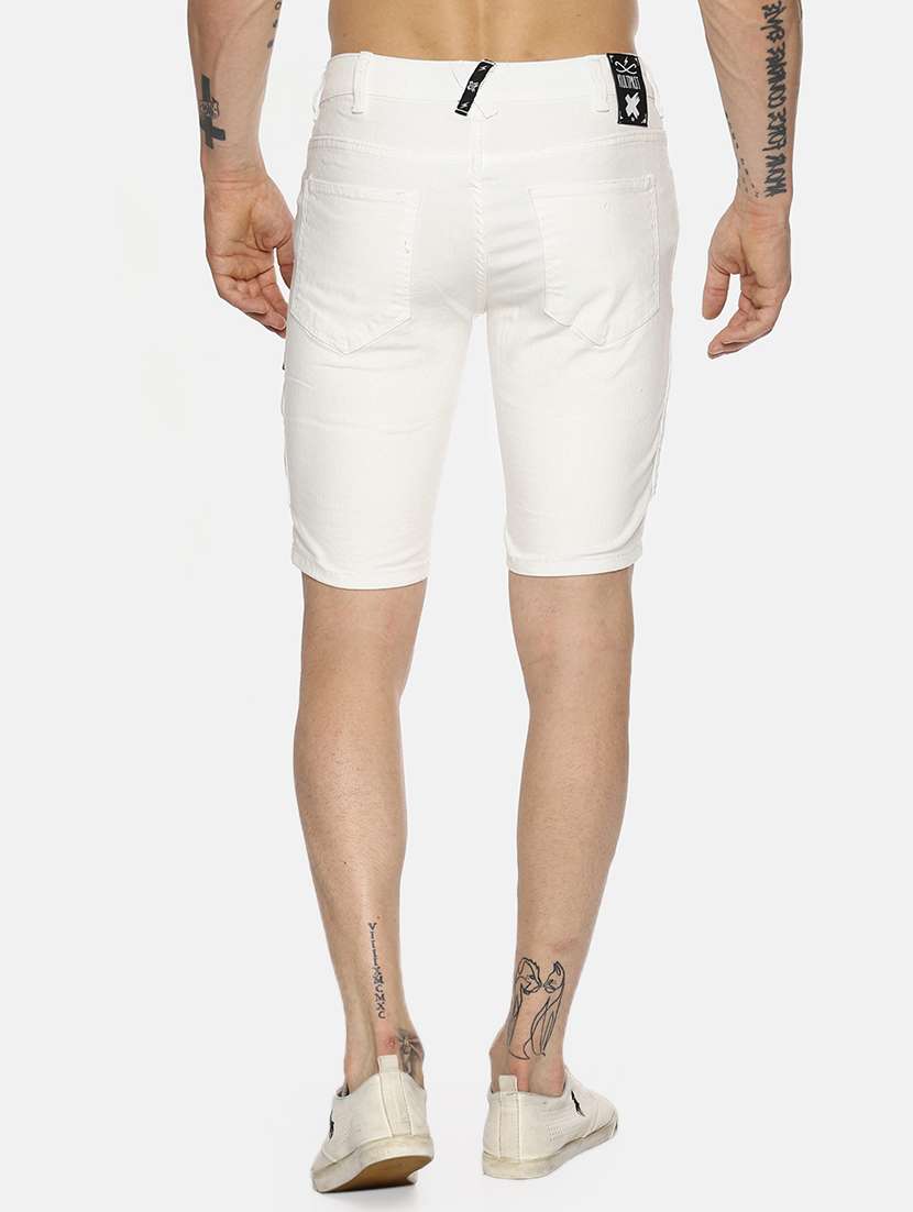 white striped patched shorts - 16345295 - Standard Image - 2