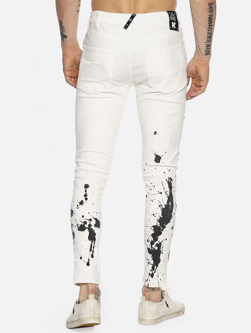 white printed distressed jeans - 16345305 - Standard Image - 2