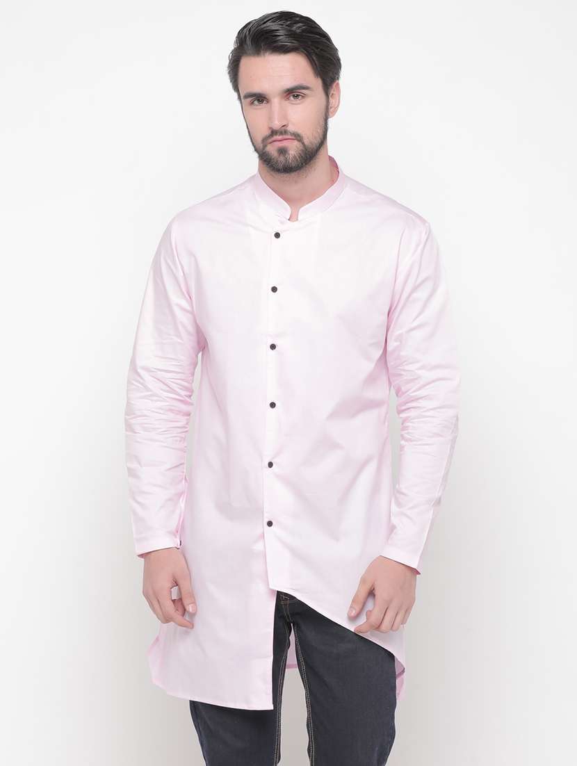 pink solid asymmetric kurta  