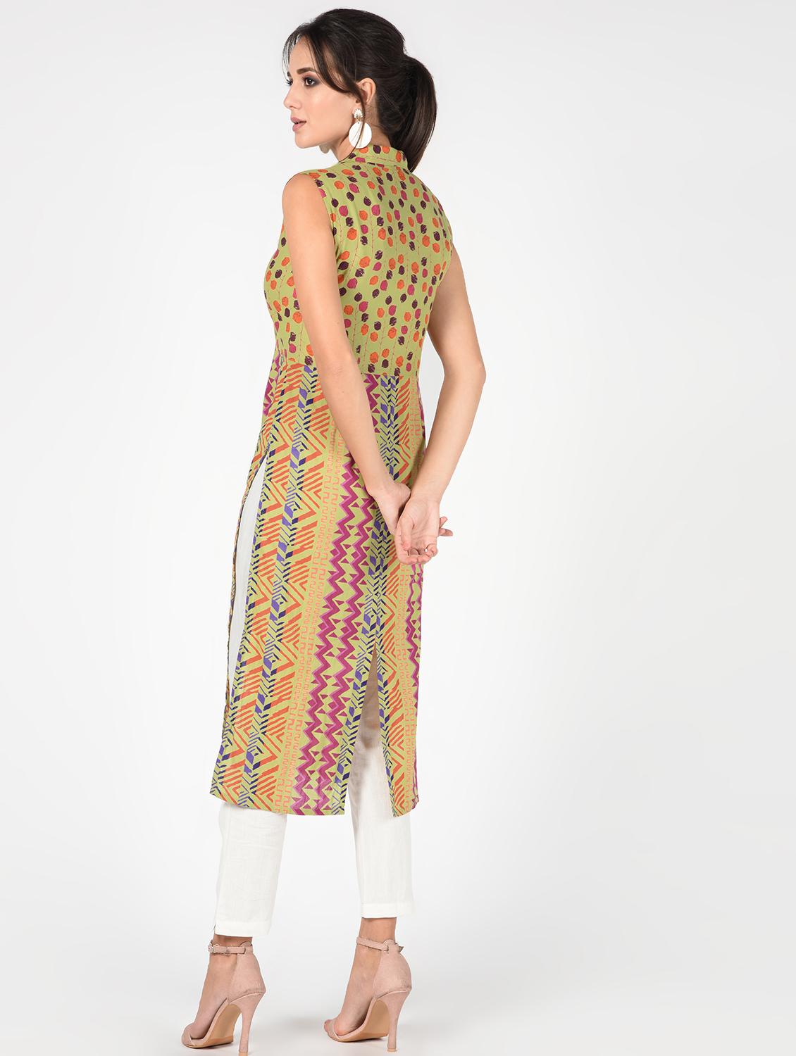 printed straight kurta pant set - 16346401 - Standard Image - 2