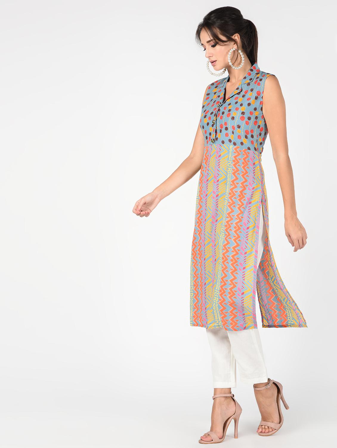 printed straight kurta pant set - 16346402 - Standard Image - 2
