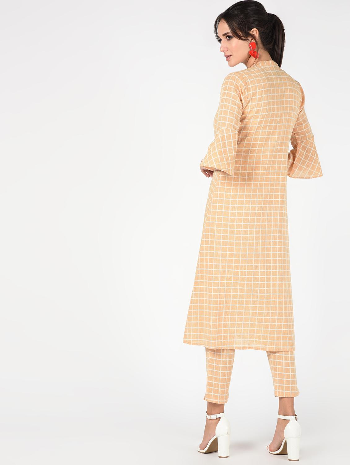 checkered top pant with jacket set - 16346406 - Standard Image - 2