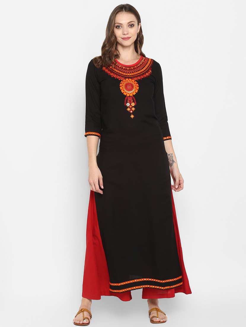 embroidered straight kurta