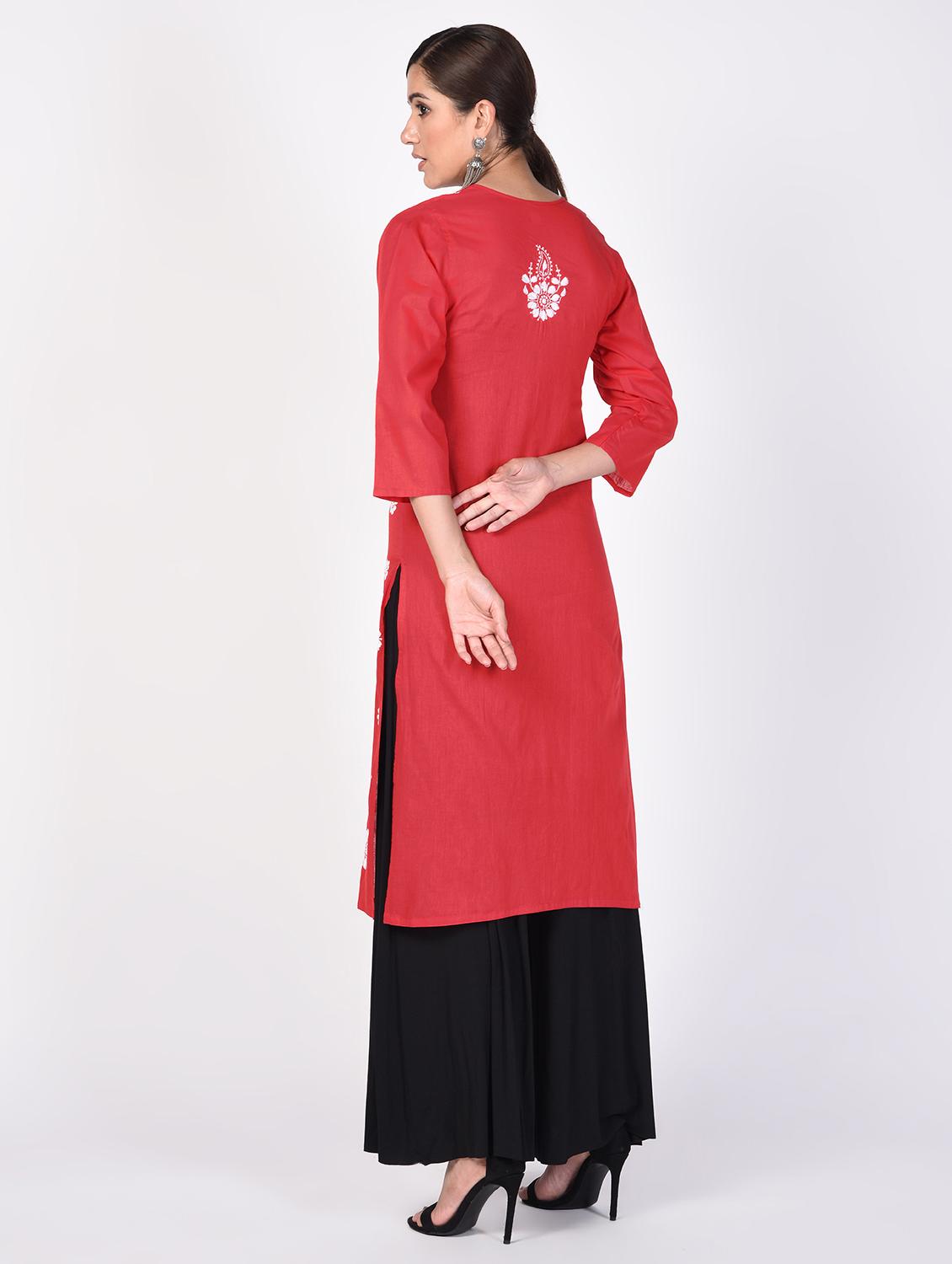 chikankari straight kurta - 16347074 - Standard Image - 2