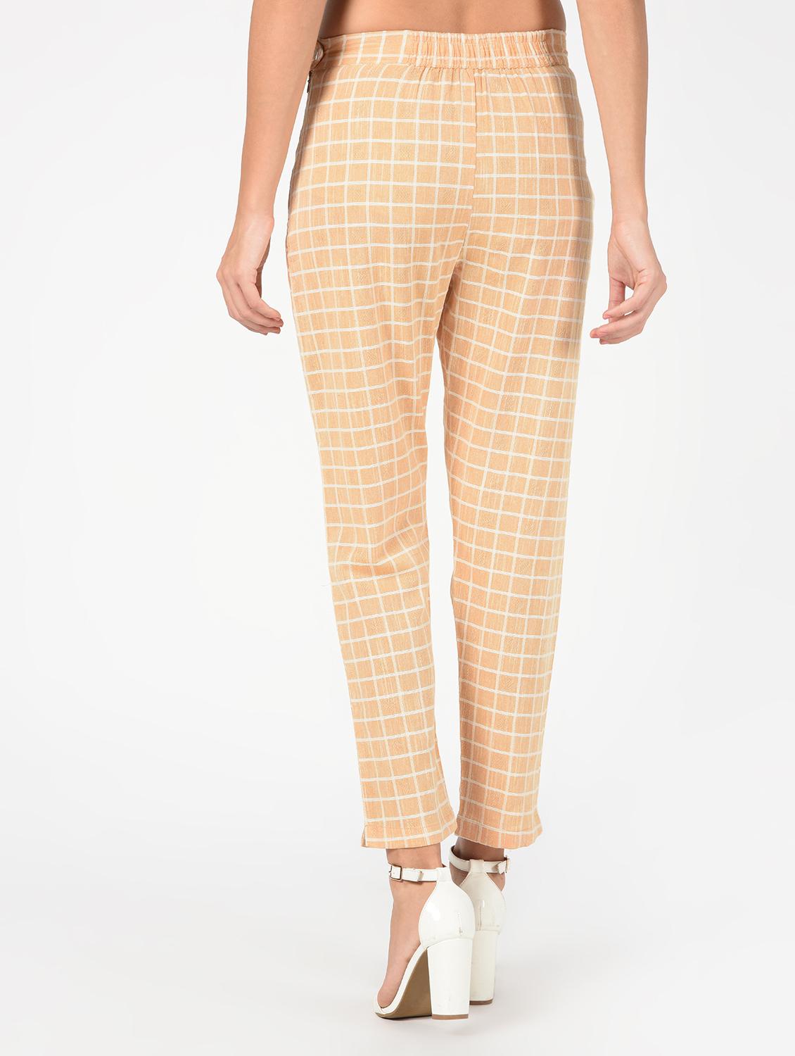 high rise checkered trouser - 16347138 - Standard Image - 2
