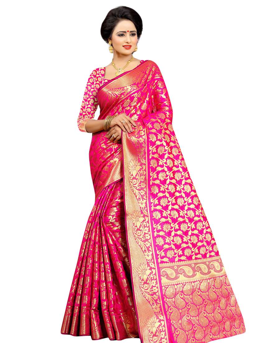 floral zari motif kanjivaram saree with blouse