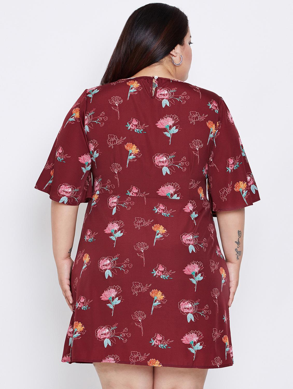 bell sleeved floral a-line dress - 16348904 - Standard Image - 2