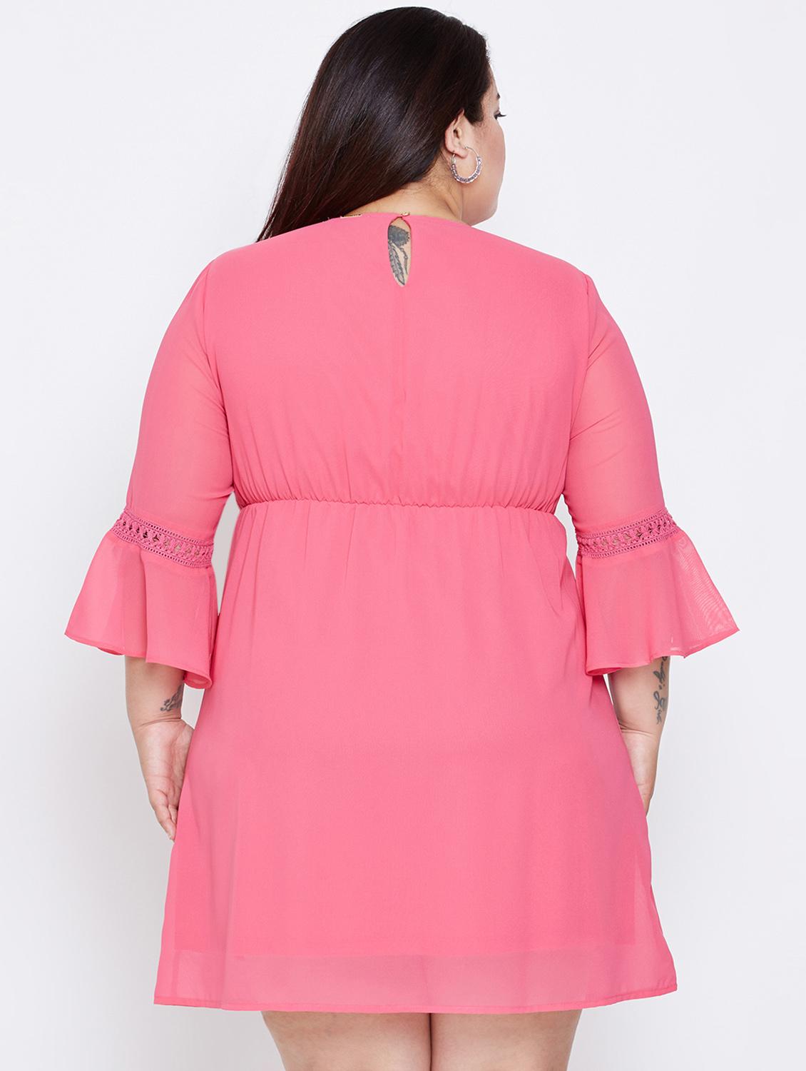 lace trim flute sleeved empire dress - 16348906 - Standard Image - 2