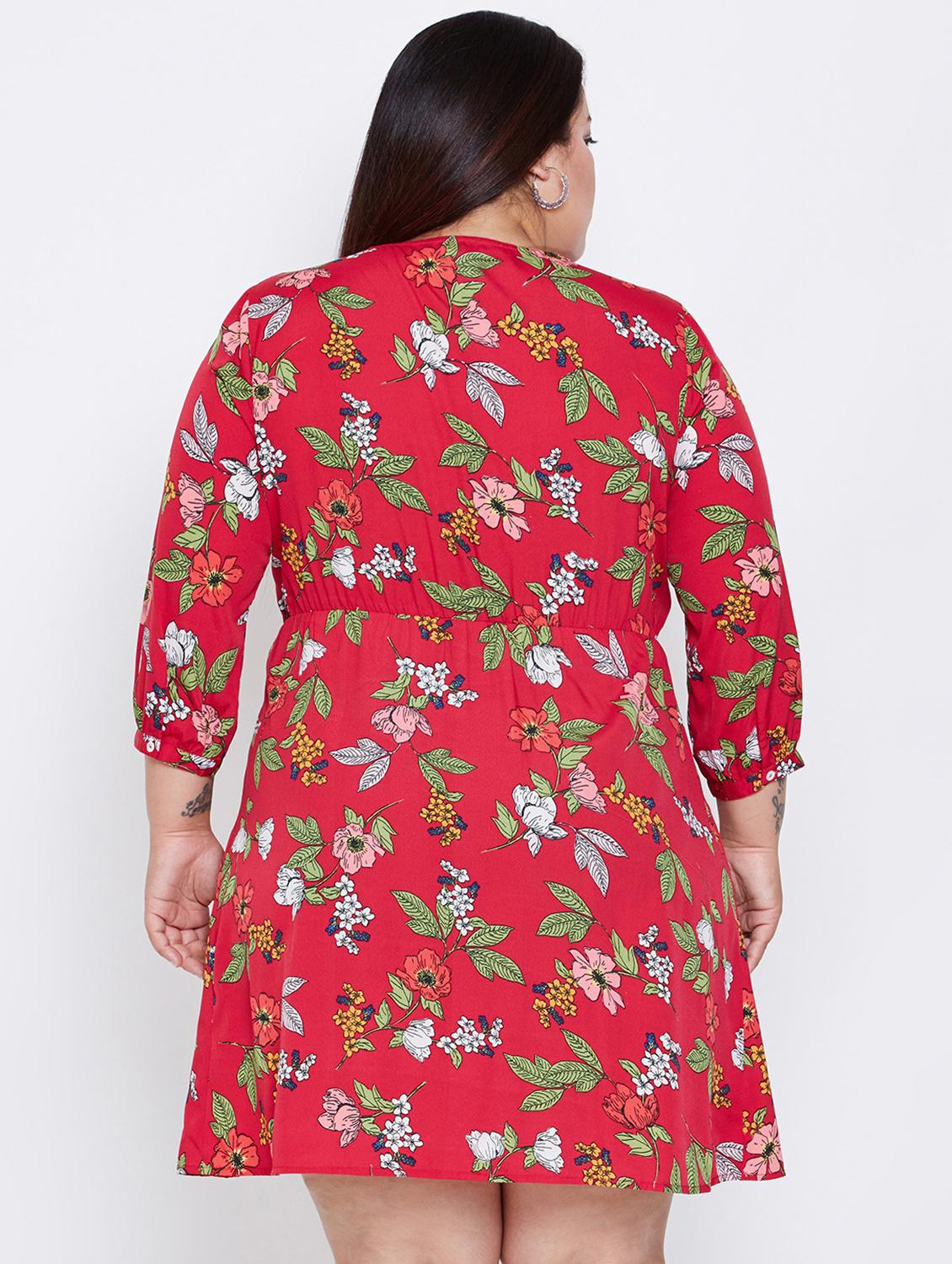 floral faux wrap plus dress - 16348914 - Standard Image - 2
