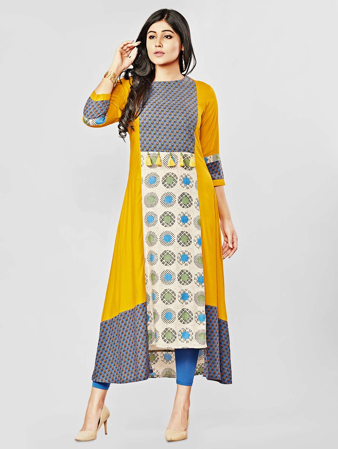 printed asymmetric kurta