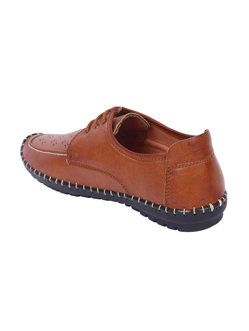 tan leatherette lace up shoes - 16350891 - Standard Image - 2