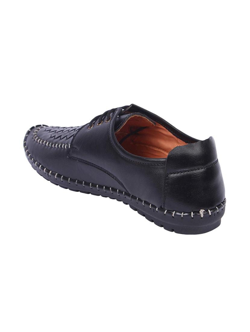 black leatherette lace up shoes - 16350892 - Standard Image - 2