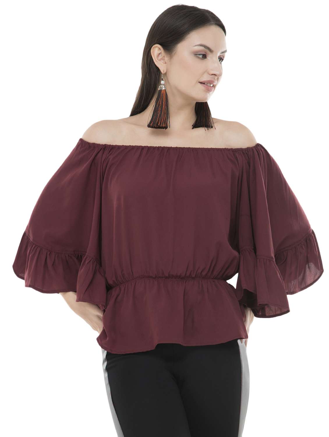 off shoulder bell sleeved top 
