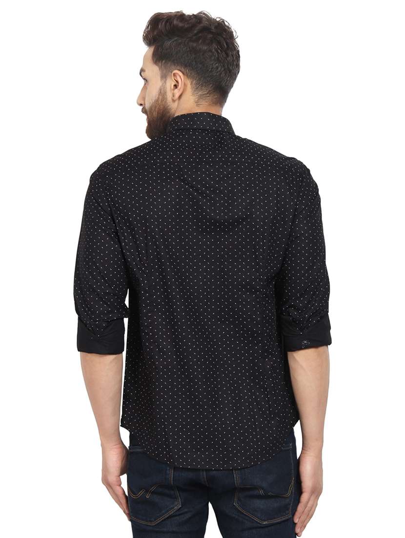 mens micro print casual shirt - 16351772 - Standard Image - 2