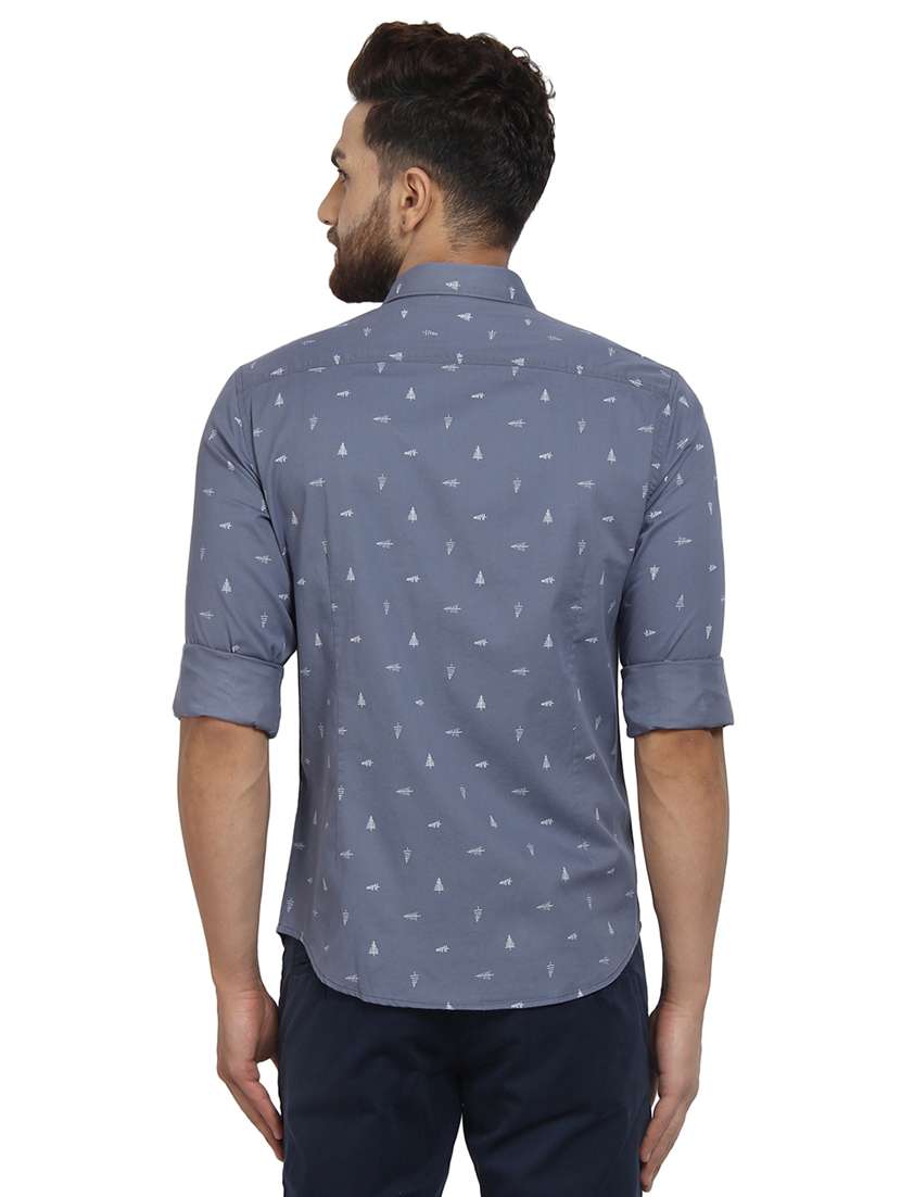 blue printed casual shirt - 16351780 - Standard Image - 2