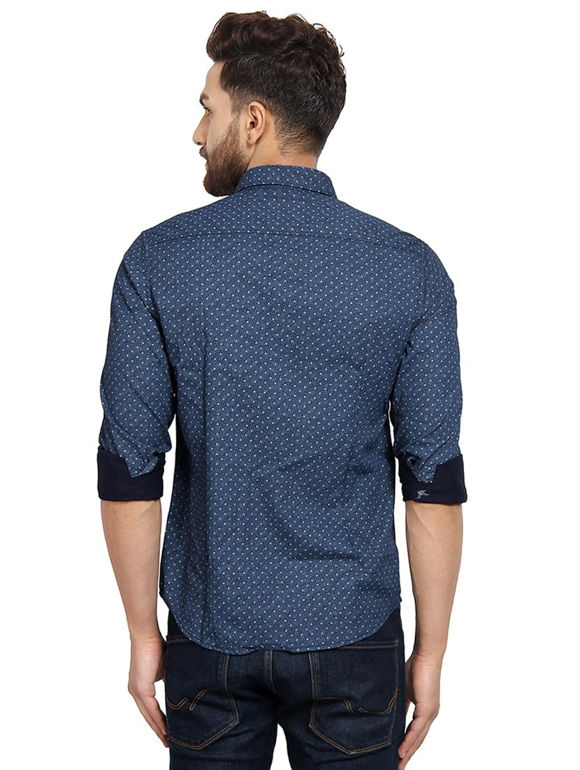 navy blue printed casual shirt - 16351787 - Standard Image - 2