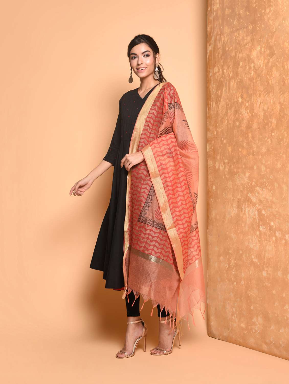block print chanderi dupatta
