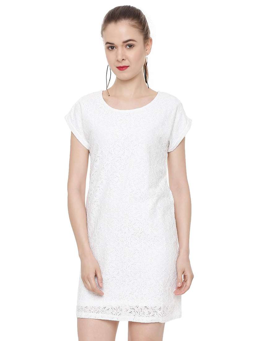 round neck laced sheath dress