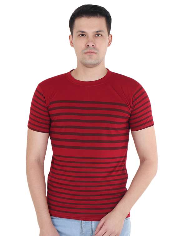maroon striped t-shirt