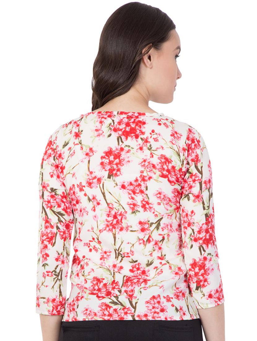 floral boat neck top - 16356985 - Standard Image - 2