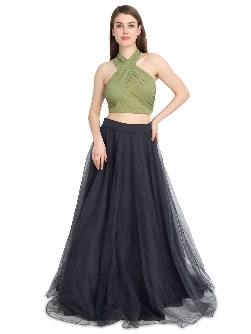 solid a-line lehenga