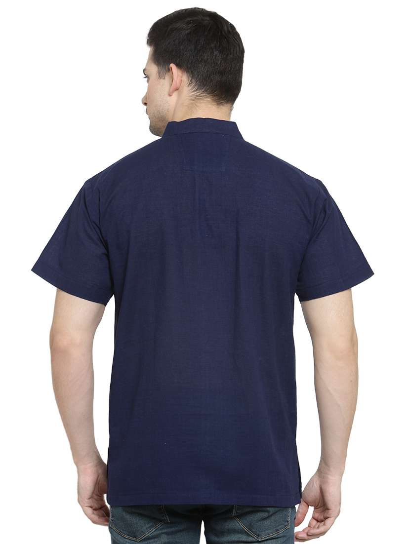 navy blue solid short kurta - 16365583 -  Standard Image - 2