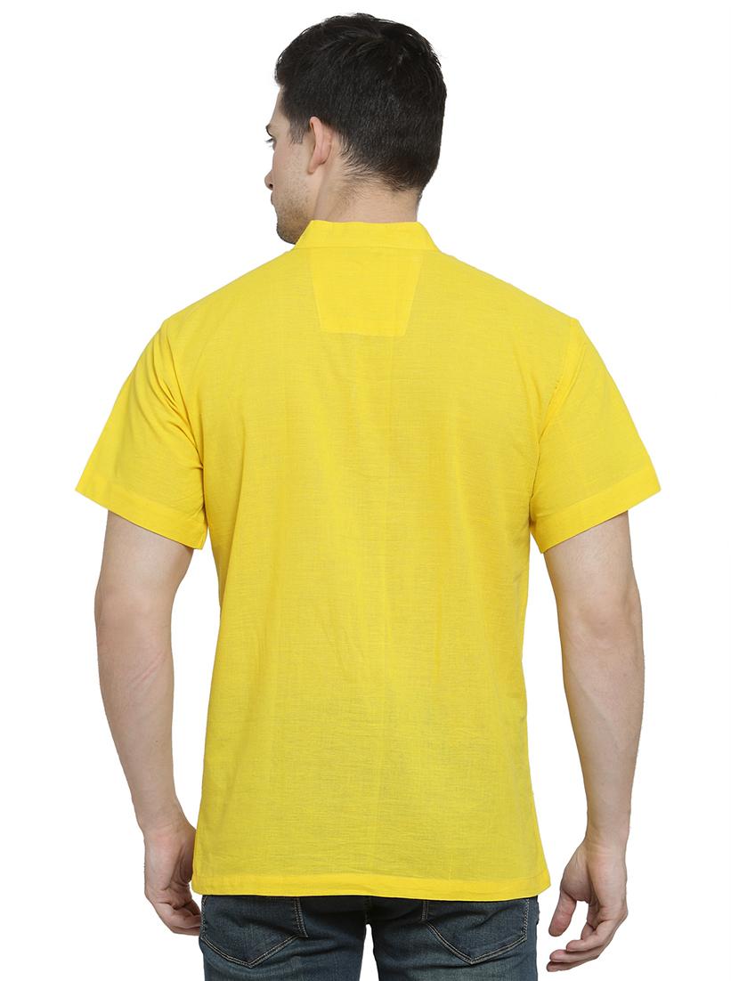 yellow solid short kurta - 16365585 - Standard Image - 2