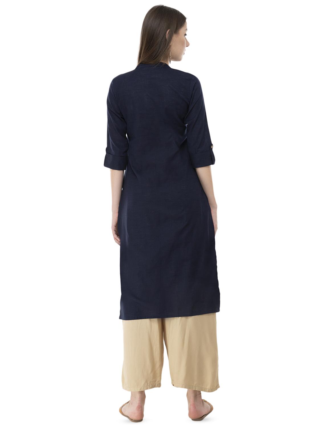 solid straight kurta - 16366677 - Standard Image - 2