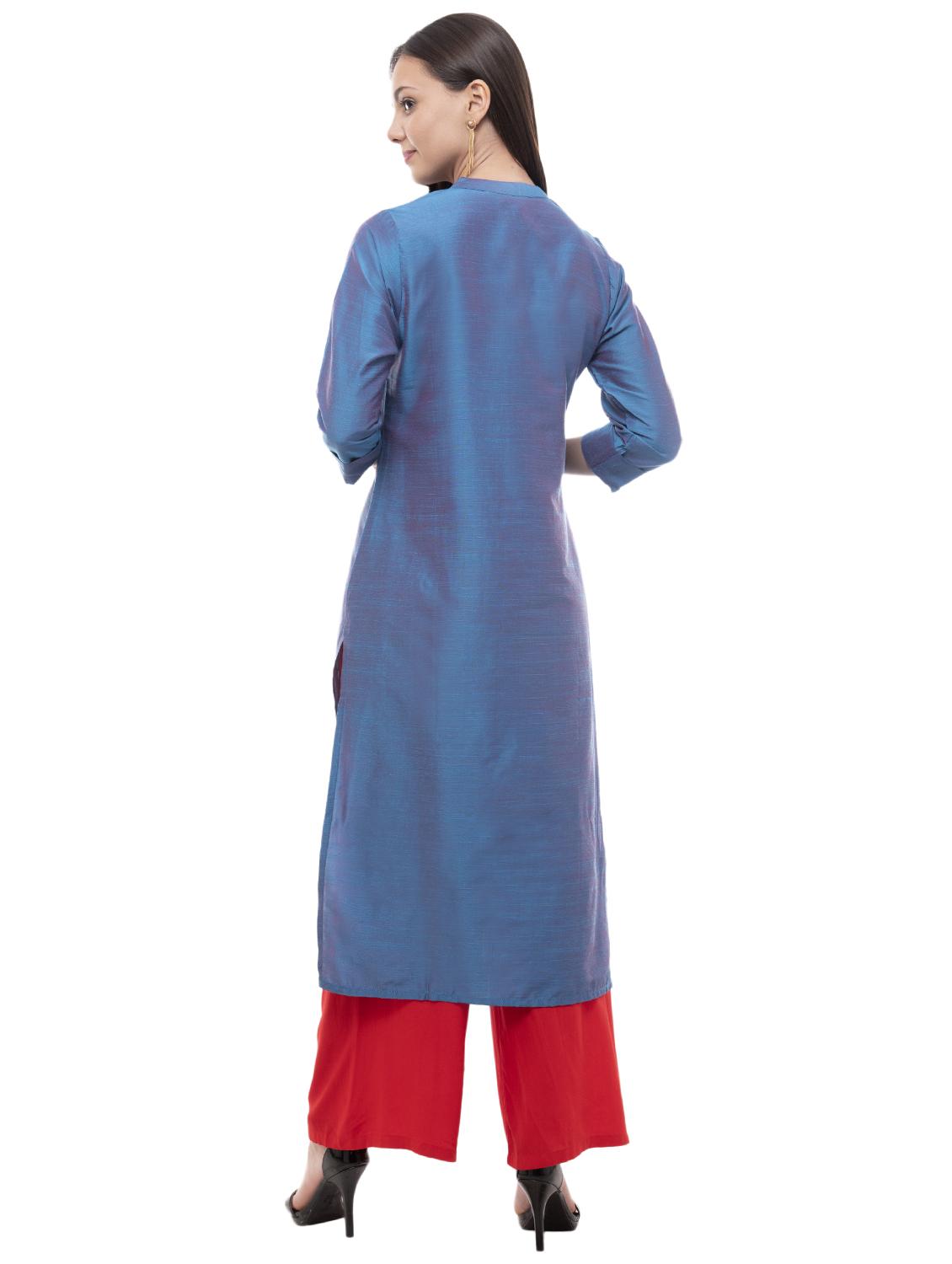 embroidered straight kurta - 16366686 - Standard Image - 2