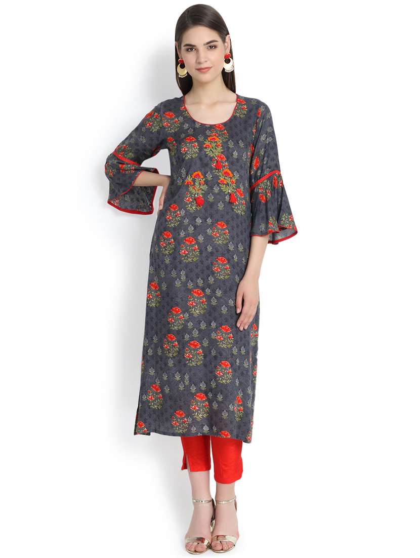 floral print straight kurta