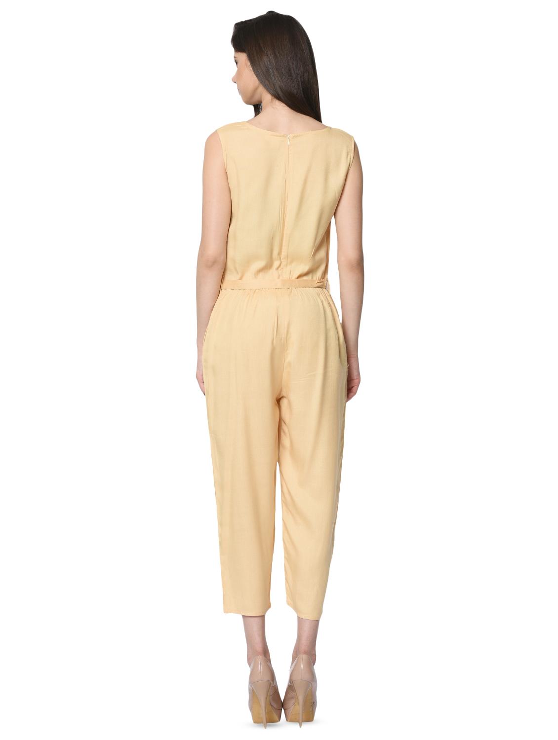 key hole neck tie front jumpsuit - 16368128 - Standard Image - 2