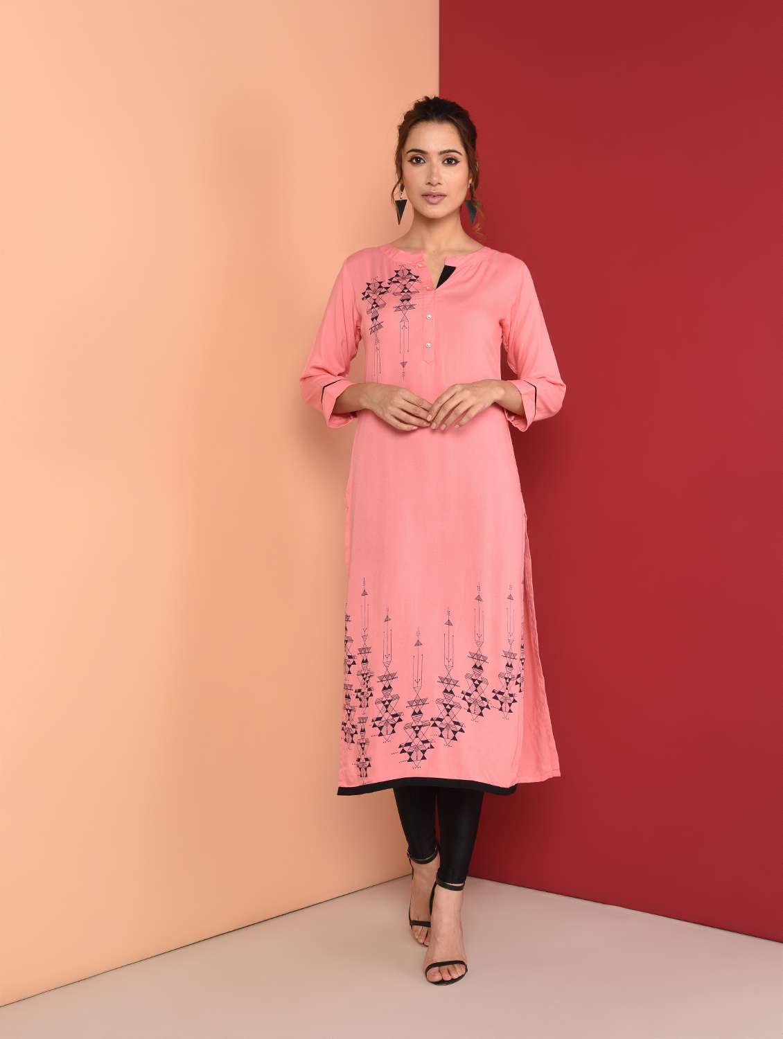 printed straight kurta