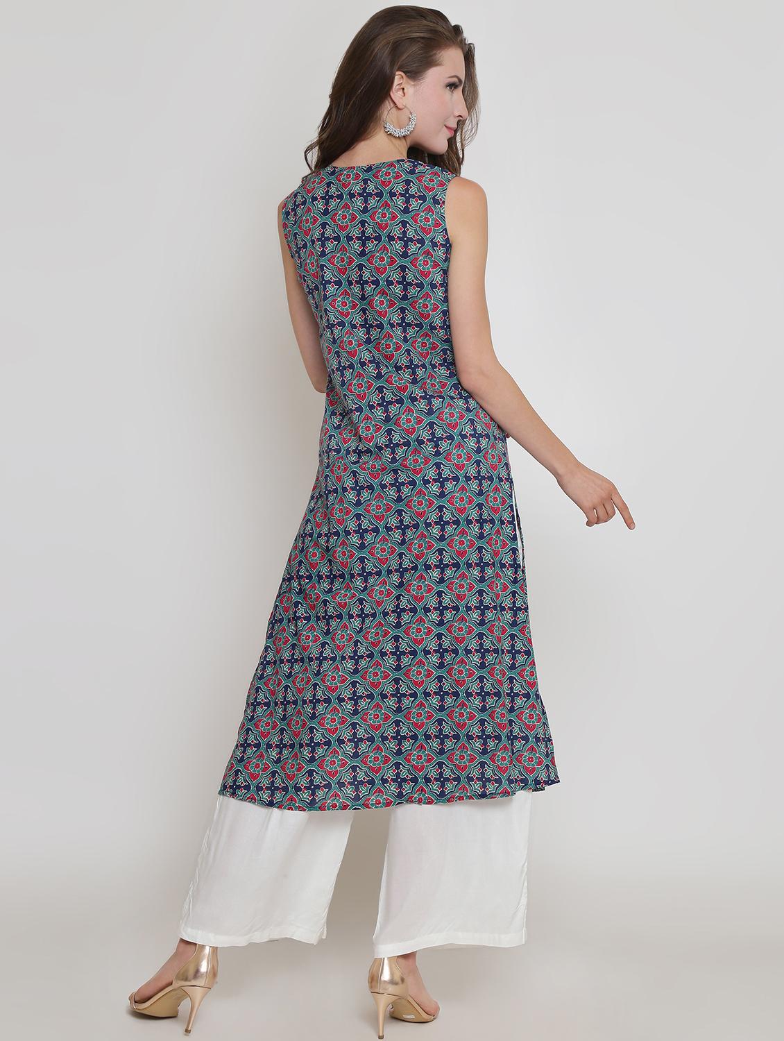 kalamkari printed kurta palazzo set - 16369220 - Standard Image - 2