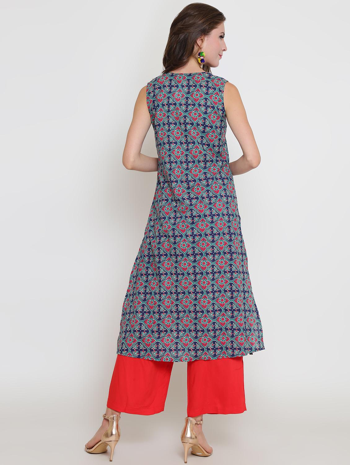 kalamkari printed kurta palazzo set - 16369221 - Standard Image - 2