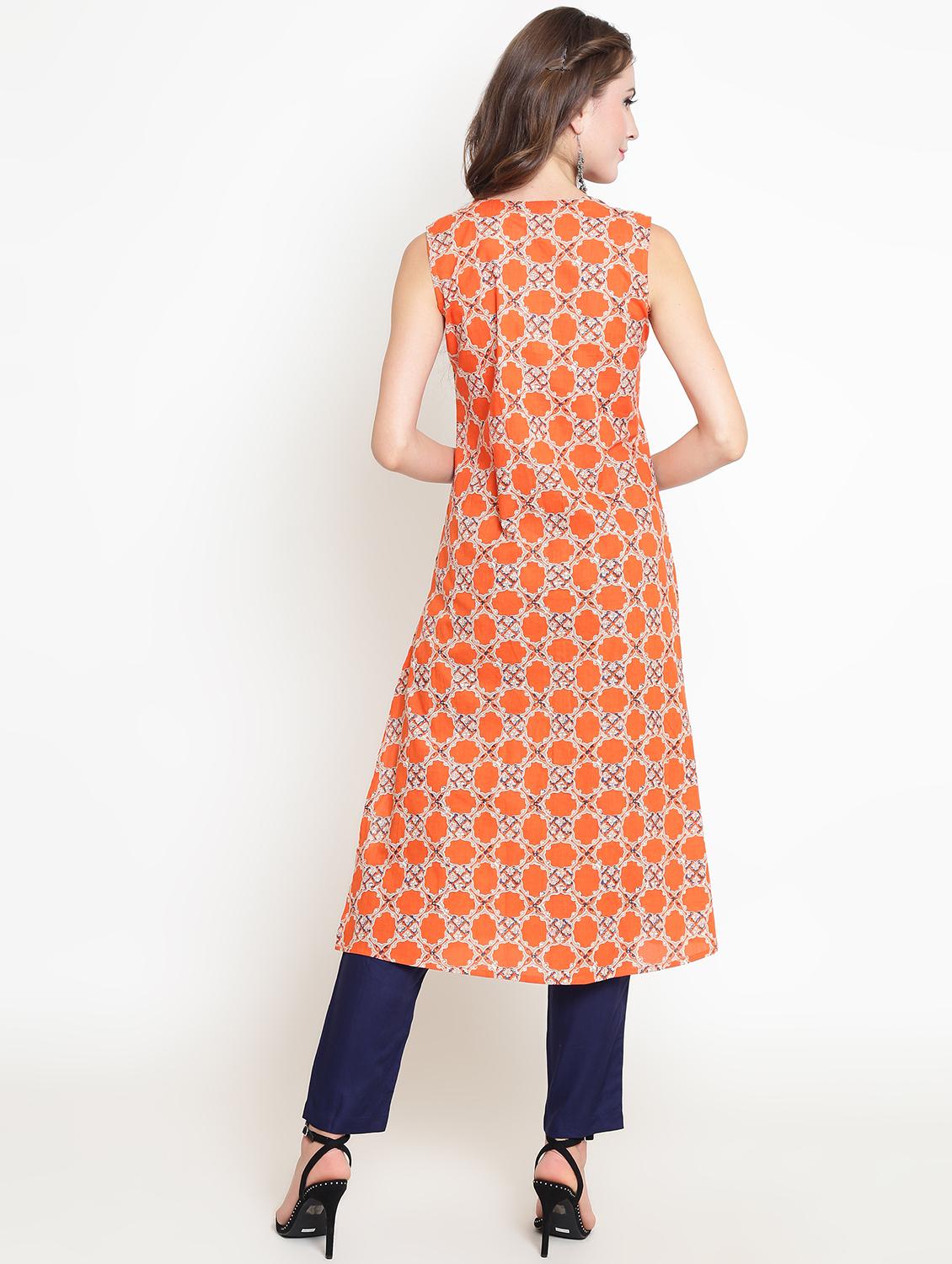 ethnic motifs printed kurta pant set - 16369224 - Standard Image - 2