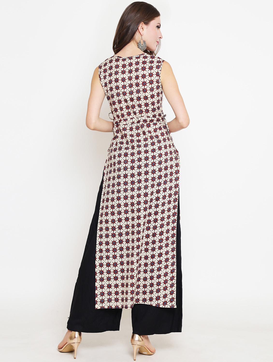 block printed kurta palazzo set - 16369227 - Standard Image - 2