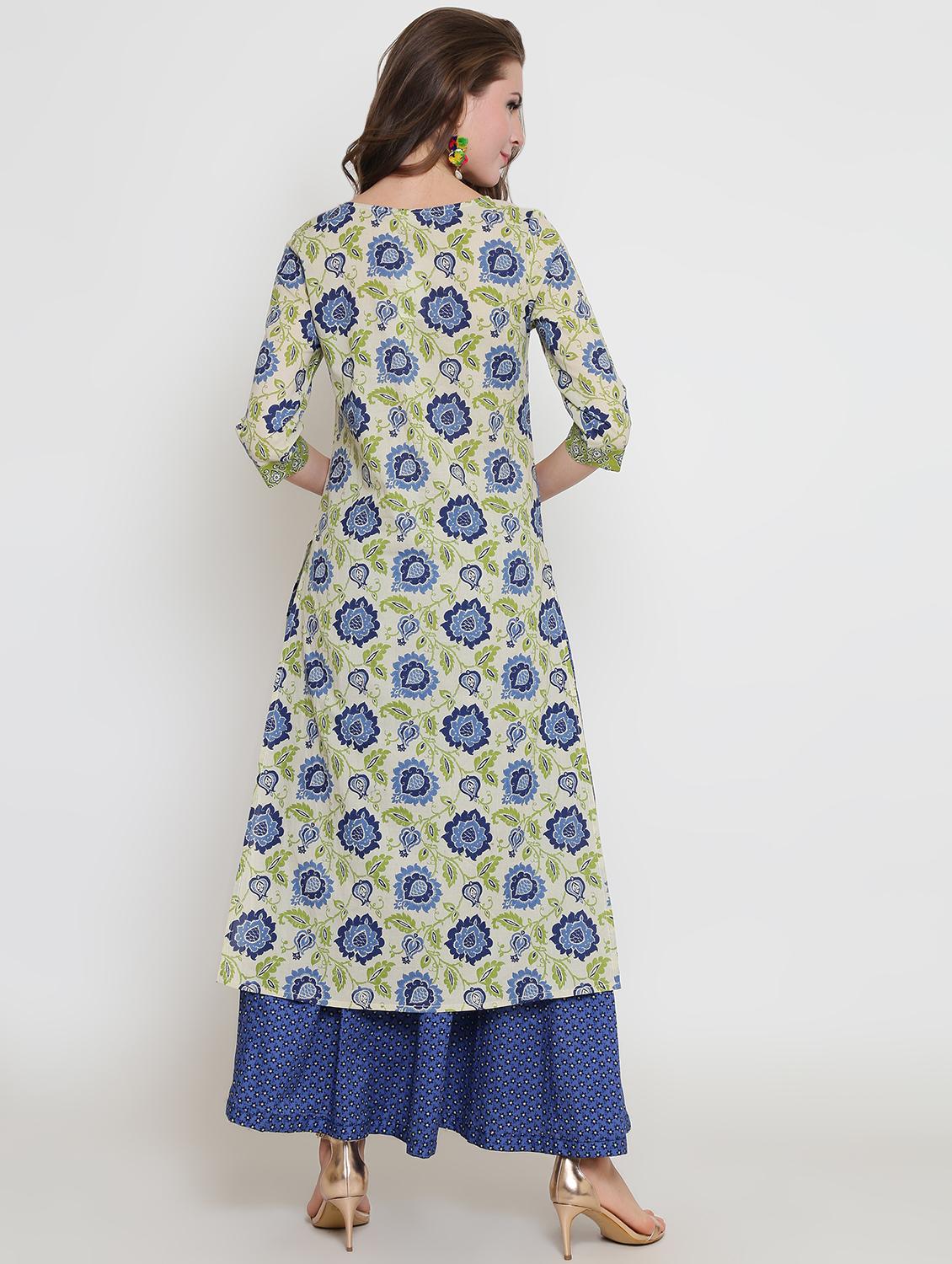 kalamkari printed kurta skirt set - 16369234 - Standard Image - 2