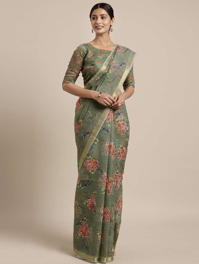 digital floral printed saree with blouse
